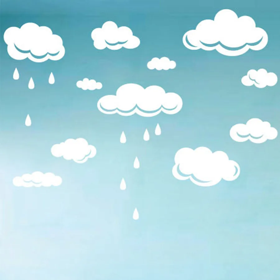 قطرات المطر الغيوم الفينيل جدار الفن ديكور الجدار ملصق للأطفال غرفة أطفال الحضانة ملصقات الحائط صائق مجموعة كبيرة
