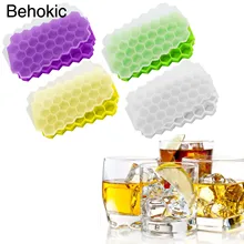 Behogar 37 слотов силиконовые Соты Форма льда производитель кубиков формы лоток коробка льда с крышкой для виски коктейлей со льдом кофе холодные напитки