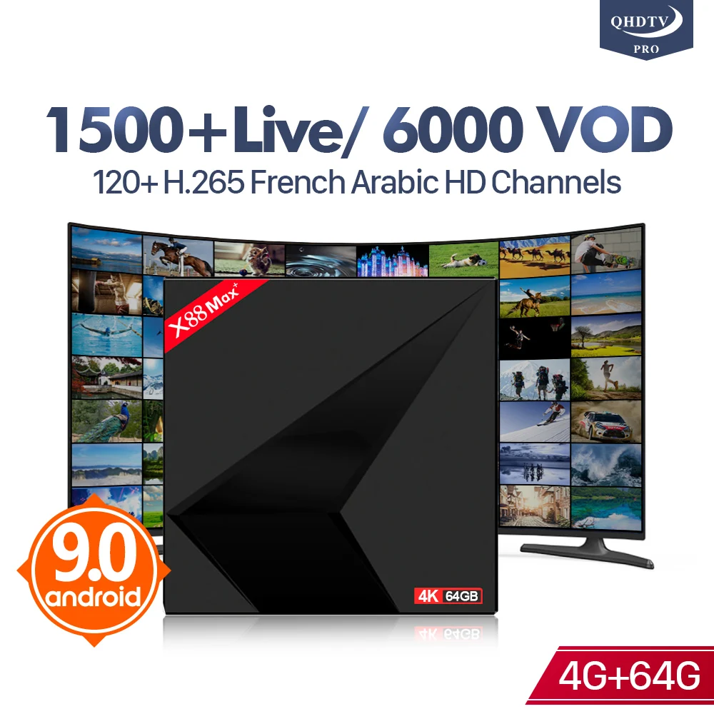 

Android 9.0 IPTV Box IPTV France Arabic Box 4+64G Support BT USB3.0+USB2.0 Dual-Band WIFI Morocco Belgium IP TV 1 Year Code
