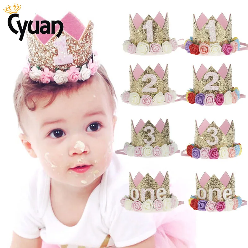 

Baby Birthday Party Hat Princess Crown Headband 1 2 3 Year Birthday Decorations Baby Shower 1st Birthday Children Party Supplies