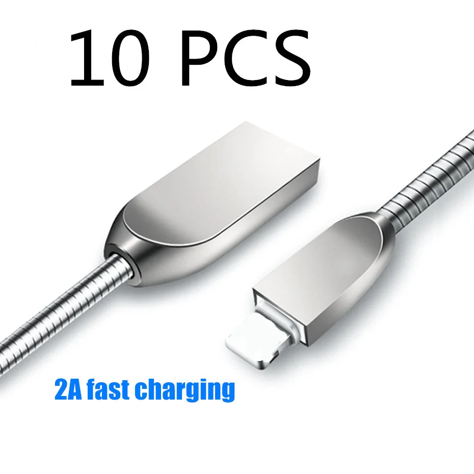 

Hessy 10PCS 2A Fast Charger Metal Micro USB for xiaomi Cable for IPhone 8 XR Mobile Phone Charging Data Cord Type-C Phone Cable