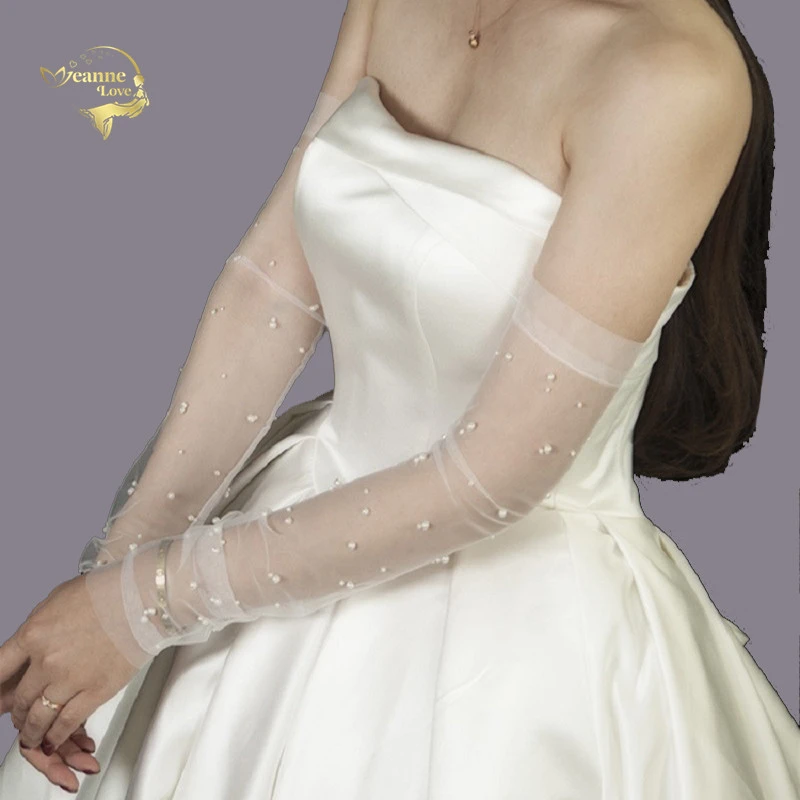 In Stock Long Tulle Bridal Gloves 