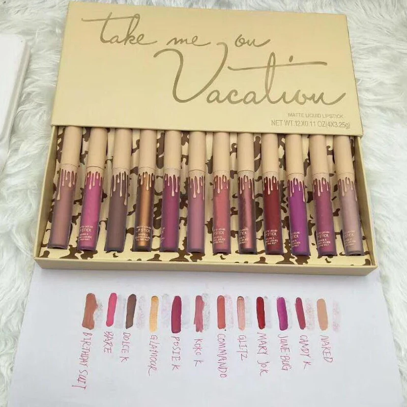 

New makeup vacation edition Take Me On Vacation 12pcs / box matte liquid lipstick set Cosmetics Fall Collection Lip gloss