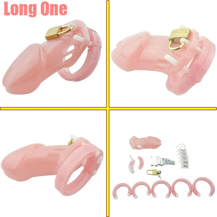 Pink Long 1 шт пластиковый замок для мужчин замок; кольцо для Пениса Петух клетки кольцо девственность замок для мужчин Целомудрие замки с ключом замки - Цвет: Pink Long