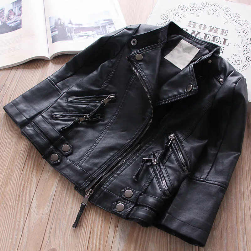 

63242486 2018 Autumn Girls Jacket Girl Coat For Girls Jacket Leather Jacket For Girl Outerwear Faux Leather Fashion Baby Jacket