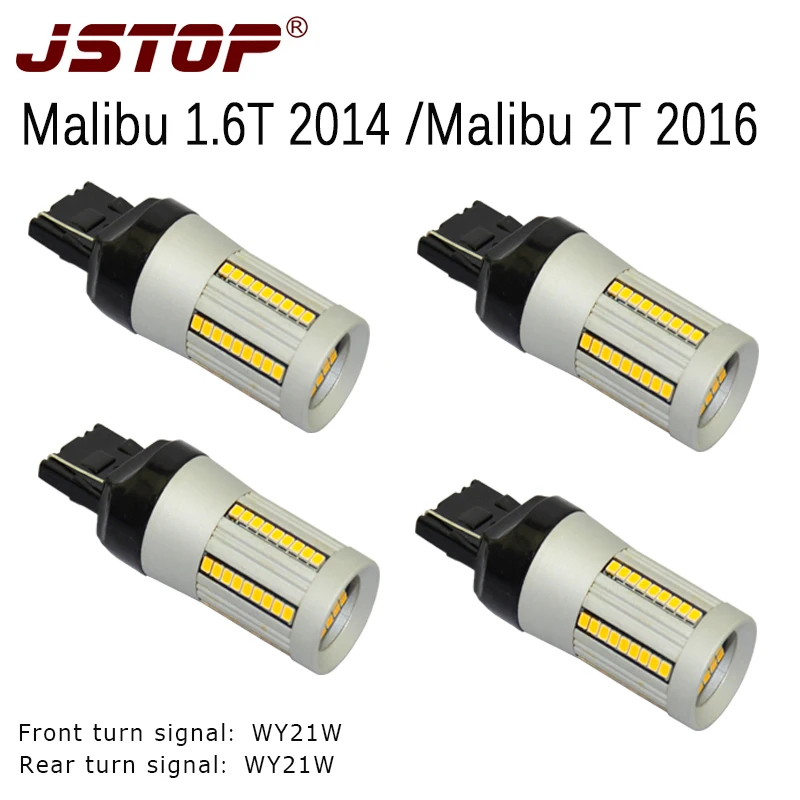 JSTOP 4pcs/set led Turn Signal T20 7440 12V Canbus yellow WY21W W21W Front Rear Turn Signal No Hyper Flash turn lights No error jstop 4pcs set i40 i45 sonata veloster no error no hyper flash car front rear turn signals 12v bau15s py21w led auto turn signal