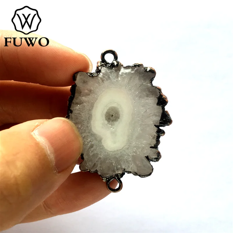 FUWO Природный Сталактит Соединитель с цветочным узором с античным бронзовым покрытием модный хрустальный Шарм Аксессуар для изготовления браслета PD229