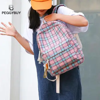 

Fashion Women Backpack Student Girl School Bag New Travel Bag Plaid Style Shoulder Bag For Women 2019 Bagpack Rucksack Knapsack
