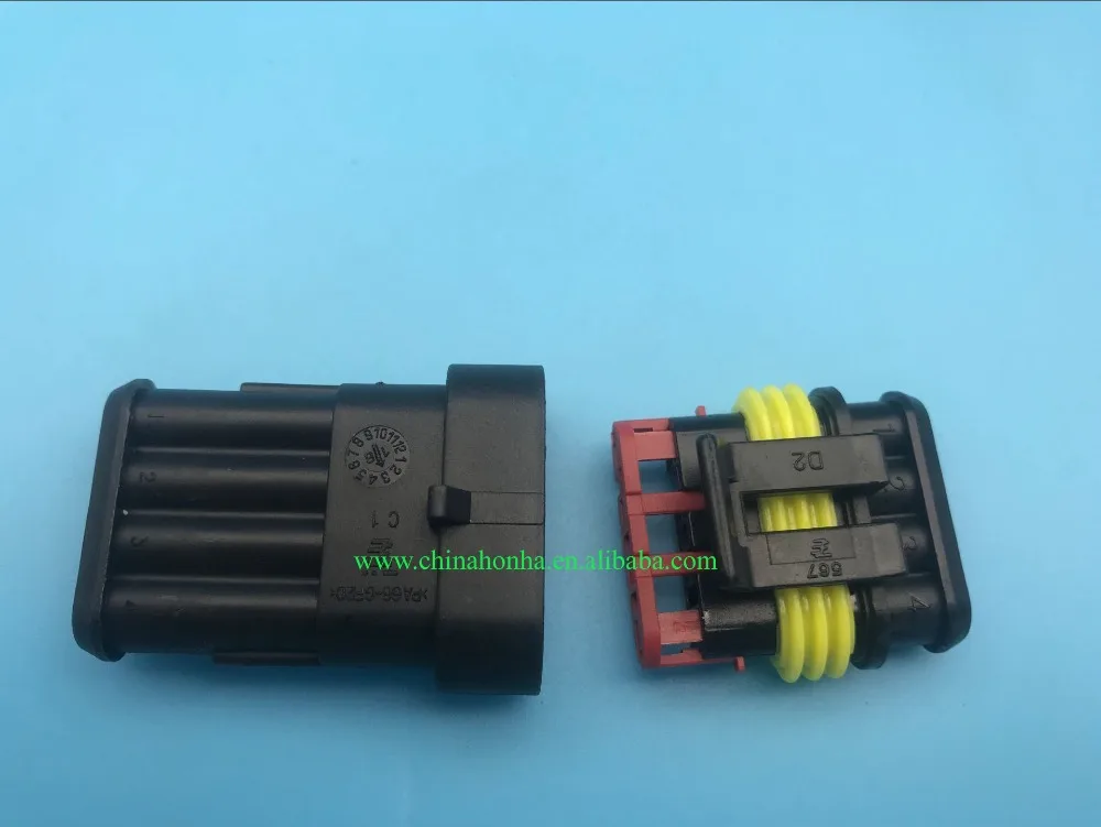 Free shipping 5sets 4pin tyco 1.5 series auto waterproof wire male female connector 282106-1 282088-1