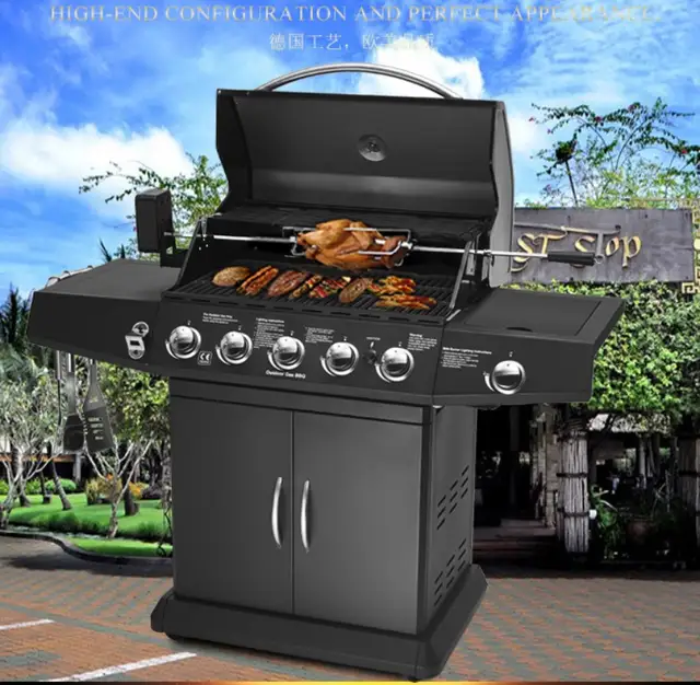Online High Quality Gas And Charcoal Bbq Grill Stove Online High Quality Gas And Charcoal Bbq Grill Stove Outdoor Black Five Burners Side Burner Or Charocal Gril Aliexpress