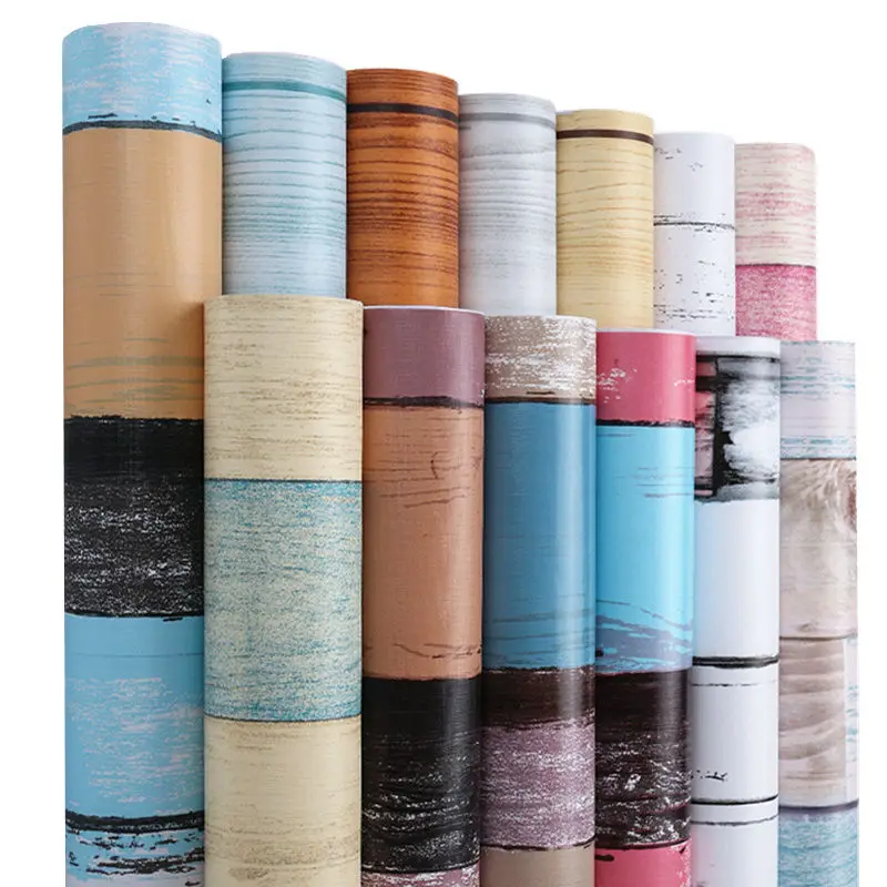 

Waterproof PVC Vinyl Wooden Self Adhesive Wallpaper Kids Room Kitchen Wardrobe Cabinet Furniture Renovation Door Wall Stickers