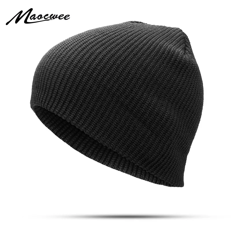 mens plain black bobble hat