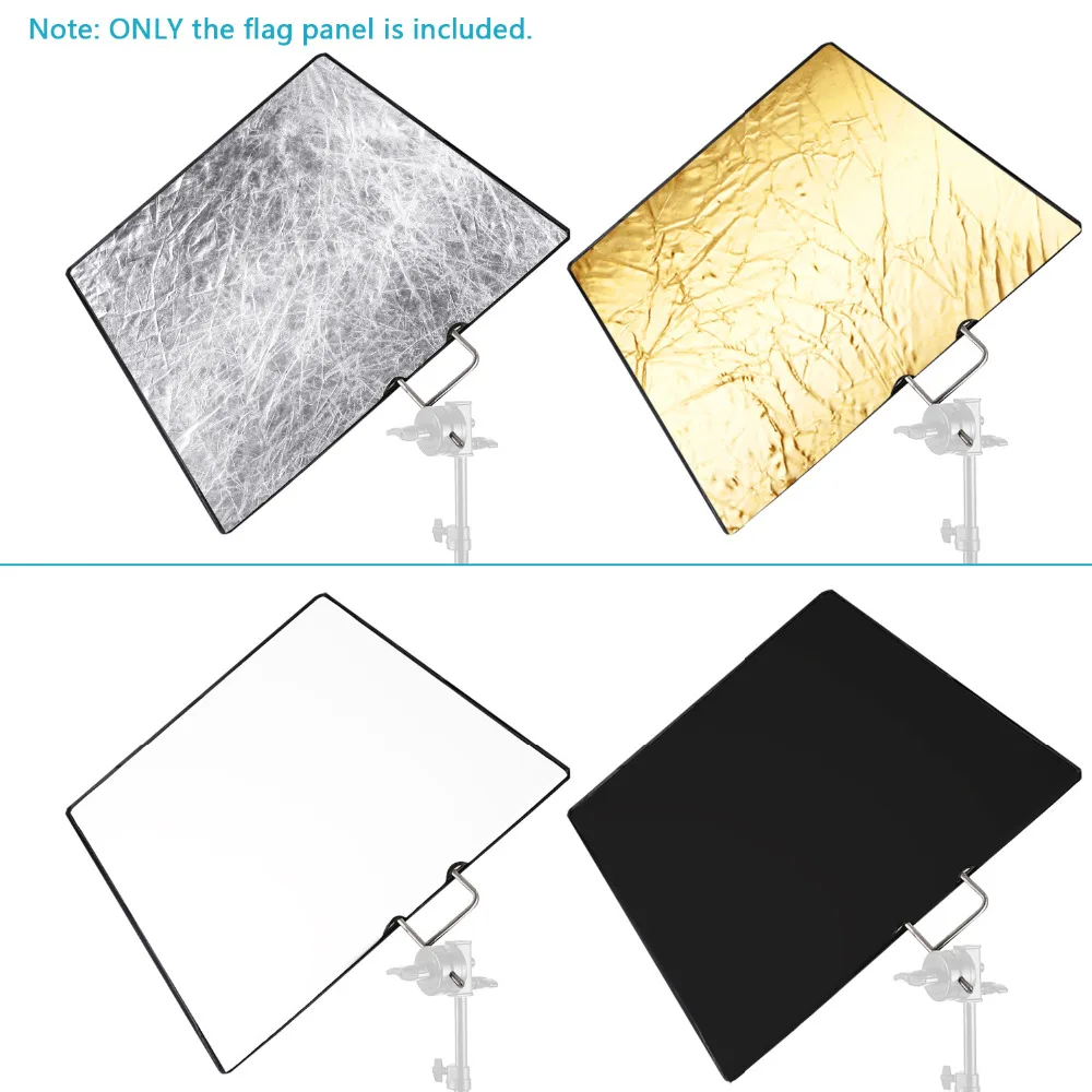 Neewer 60x75/45x60 см 4-в-1 металлический флаг Панель комплект отражатель с мягким, белый, черный, серебряный и золотой чехол ткань