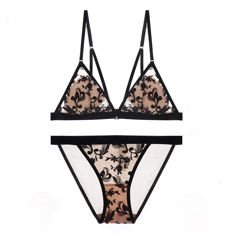 French Embroidered Beauty Back Bra Gathered Comfortable Without