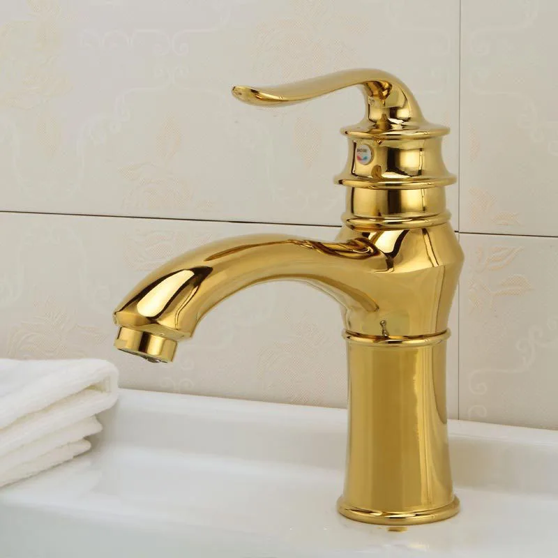 

Antique Gold Bathroom Basin Faucet Classic Copper Single Handle Cold and Hot Mixer Tap Vanity Vessel Sink Washbasin Water Tap