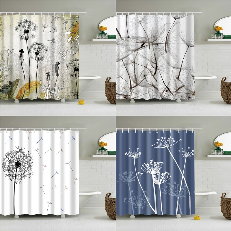 

polyester fabric shower curtain bathroom curtains waterproof cortinas de bano para navidad bath screen Dandelion pattern