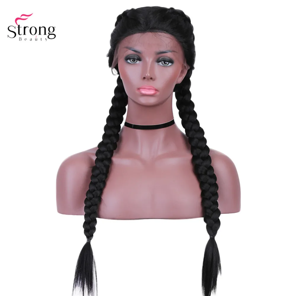 Двойные Французские плетеные прически StrongBeauty кружевные передние парики для