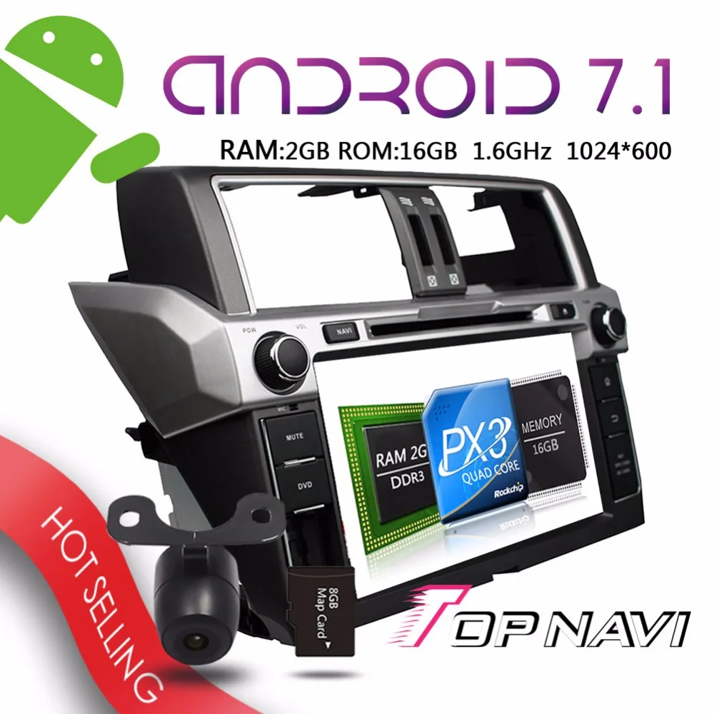 TOPNAVI 9 Android 7 1 Auto Multimedia Players for Toyota Prado 2014 Car Free Map Card