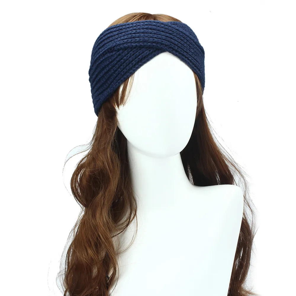 

Solid Crochet Knitting Woolen Headbands Women Bohemia Weaving Cross Headband Handmade Hairbands Bandeau Cheveux #RN