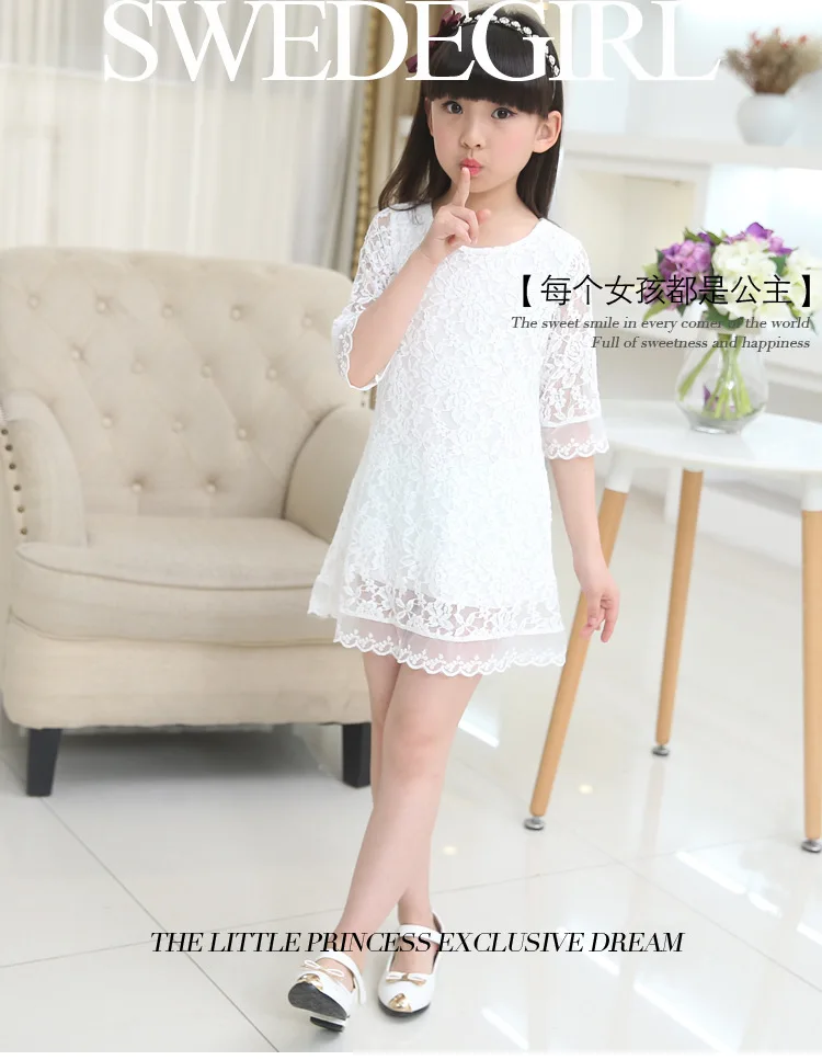 Vestido de Renda Vestido de Princesa Anos de Idade do Bebê Roupas de Menina Crianças 2018 Novo Verão Outono Tamanho Grande Branco Meninas 3 4 6 8 10 12 14 16 18 11 Cheap girls clothes