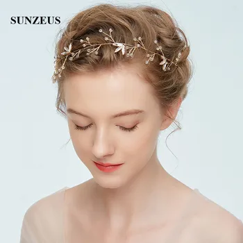 

Gold Headband for Bridal 2020 Leaves Crystals Wedding Hair Accessories Europe Bridesmaid Hair Decoration SHA50