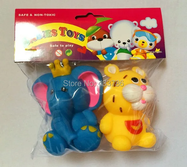Baby rubber Squeeze toy elephant and tiger Cute Baby Bath Bathing