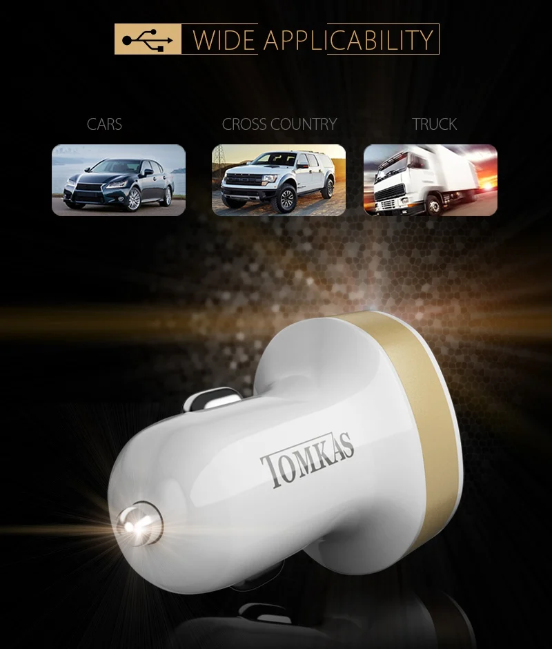 Tomkas Car Charger Universal Dual Port USB Car Charger For Moible Phone Car-Charger USB Adapter For Samsung Xiaomi Fast Charging (12)