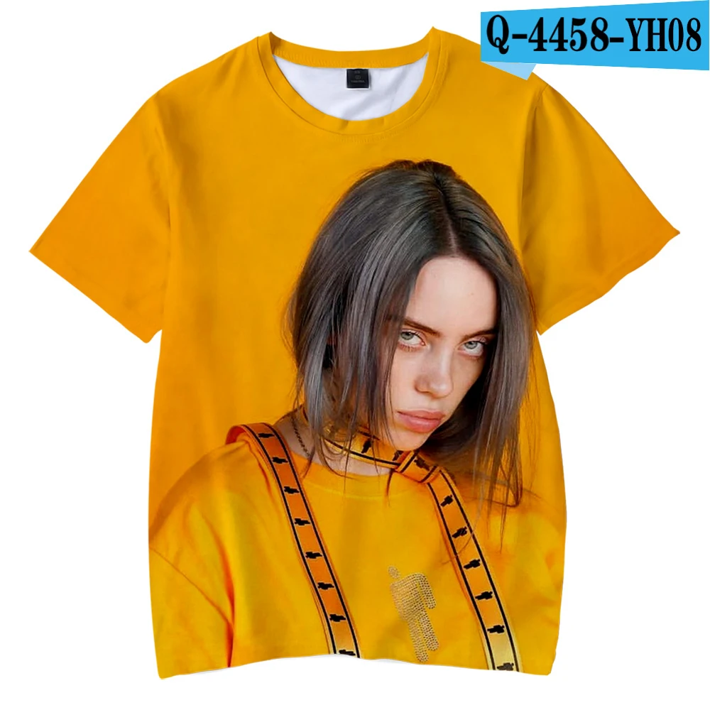 Billie Eilish/ летняя футболка для мальчиков, Детская футболка с 3d принтом для мальчиков и девочек, детская одежда для 4, 5, 6, 7, 8, 9, 10, 12 лет - Цвет: A