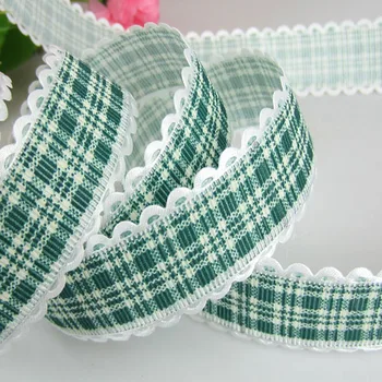 

20yards 1" Printed Grid Lace Fabric Trim Ribbon For Craft Wedding Scrapbook gift wrap ribbons 25mm