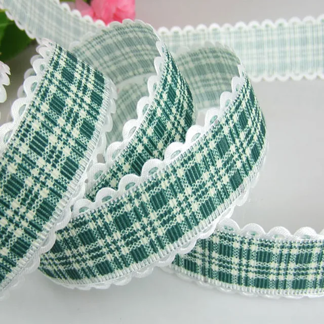 20yards 1" Printed Grid Lace Fabric Trim Ribbon For Craft Wedding