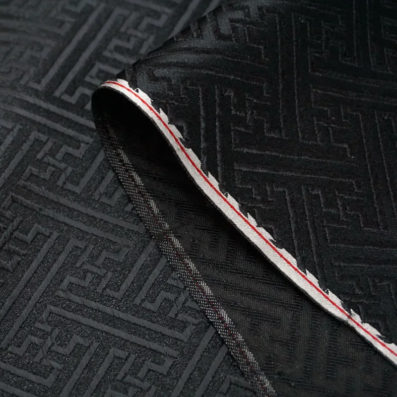 75*100 см Высококачественная Черная Свастика парча шелковая атласная ткань подходит для самостоятельного шитья одежды