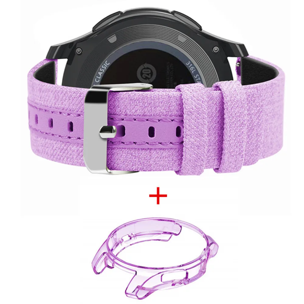 

Case+Sport Nylon+Leather Strap For Samsung Galaxy Watch 46mm Galaxy Casual Denim Canvas Replacement Band Stylish Wrist Belt
