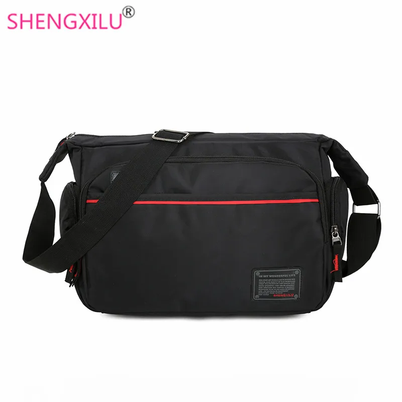 

Shengxilu vintage canvas men crossbody bag shoulder messenger bags handbag male casual travel zipper solid black color