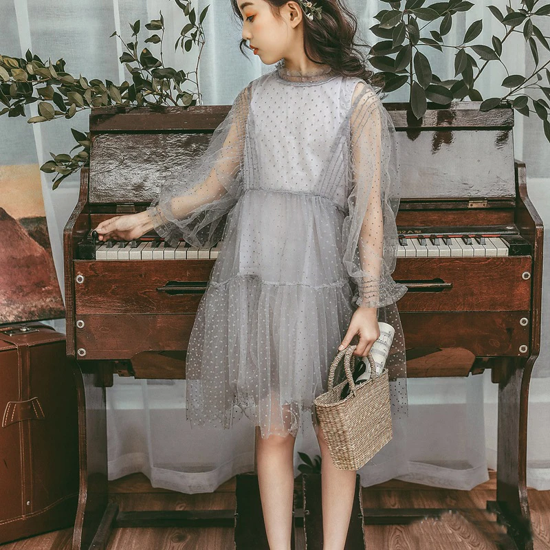 

Baby girl 2019 summer new best selling girls dress girls long-sleeved mesh princess dress spring and summer new dress