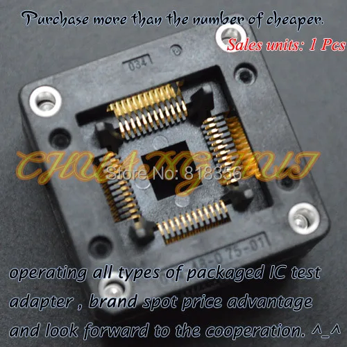 OTQ-48-0.75-01 test socket TQFP48/QFP48/LQFP48/CQFP48 ic socket  Pitch=0.75mm Size=10x10mm/13x13mm