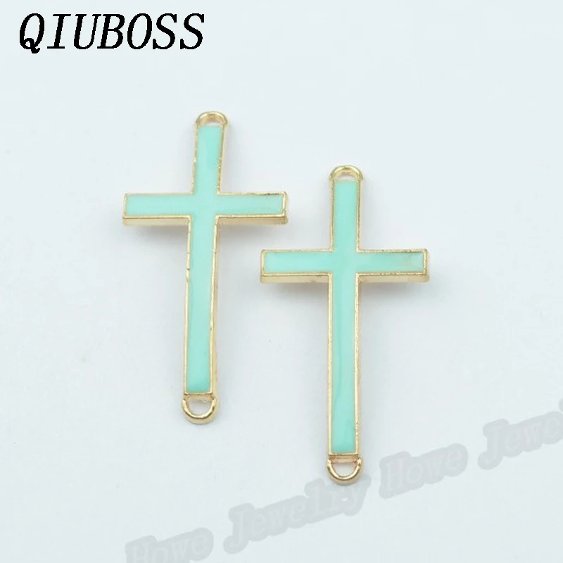 

5PCS Vintage Gold Metal Zinc Alloy Enamel Cross Shape Charms for Jewelry Making Fashion DIY Decorative Key Pendant Charms