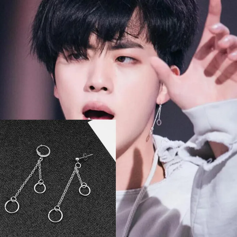 

1PCS Fashion Jewelry Korean Boys Album Circle Stud Earrings For Women Brincos Silver Men Earring Acessorios