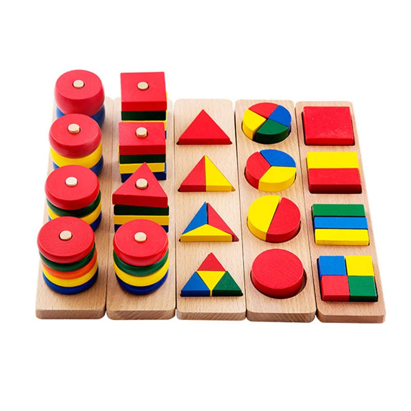  8 In 1Set Toddlers Montessori Materials Teaching Toy Geometric Shape Blocks Learning Sensory Toys W - 32864726872