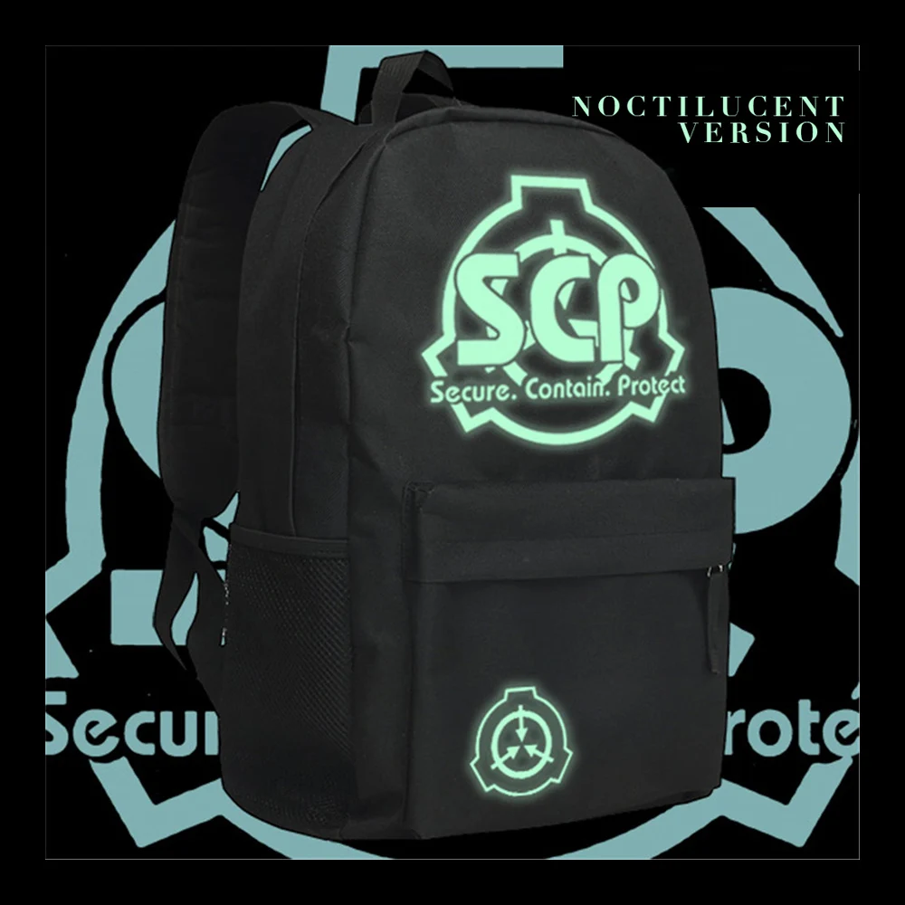 

Luminous SCP Backpack Special Containment Procedures Foundation Theme Shoulder Bags Secure Contain Protect