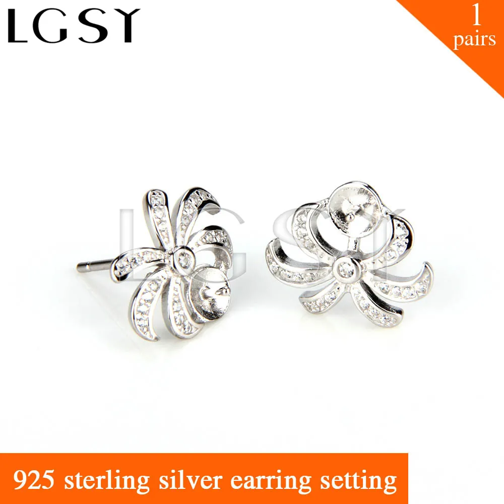 Новейшая мода, стиль 925 серебро красивая девушка дизайн краб форма цветка серьги для монтажа жемчуг 1 пара
