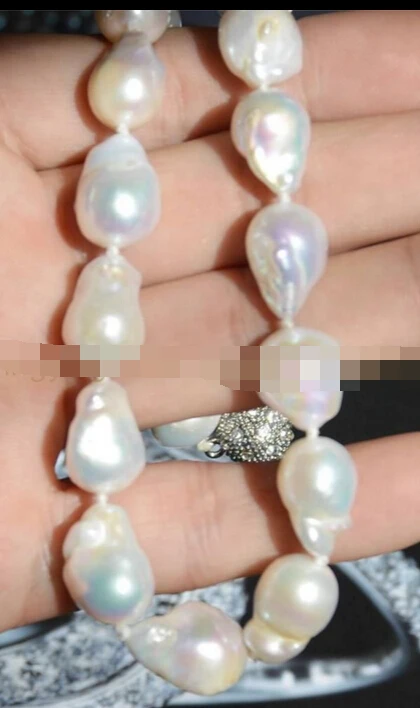 

xiuli 0021310 NEW AAA+ SOUTH SEA WHITE BAROQUE PEARL NECKLACE 18