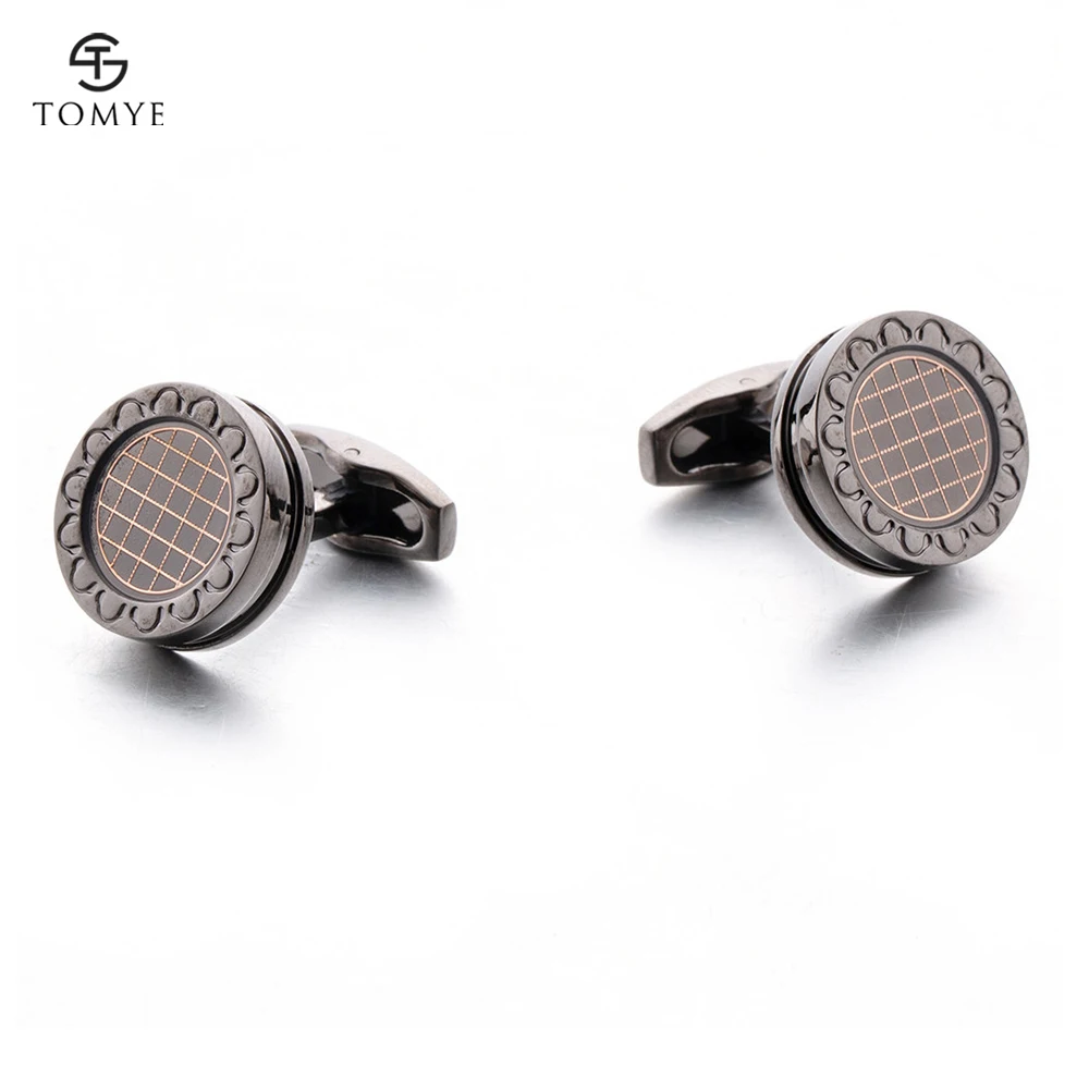 

TOMYE round cufflink brown interlaced interlaced enamel Cufflinks custom XK19S021