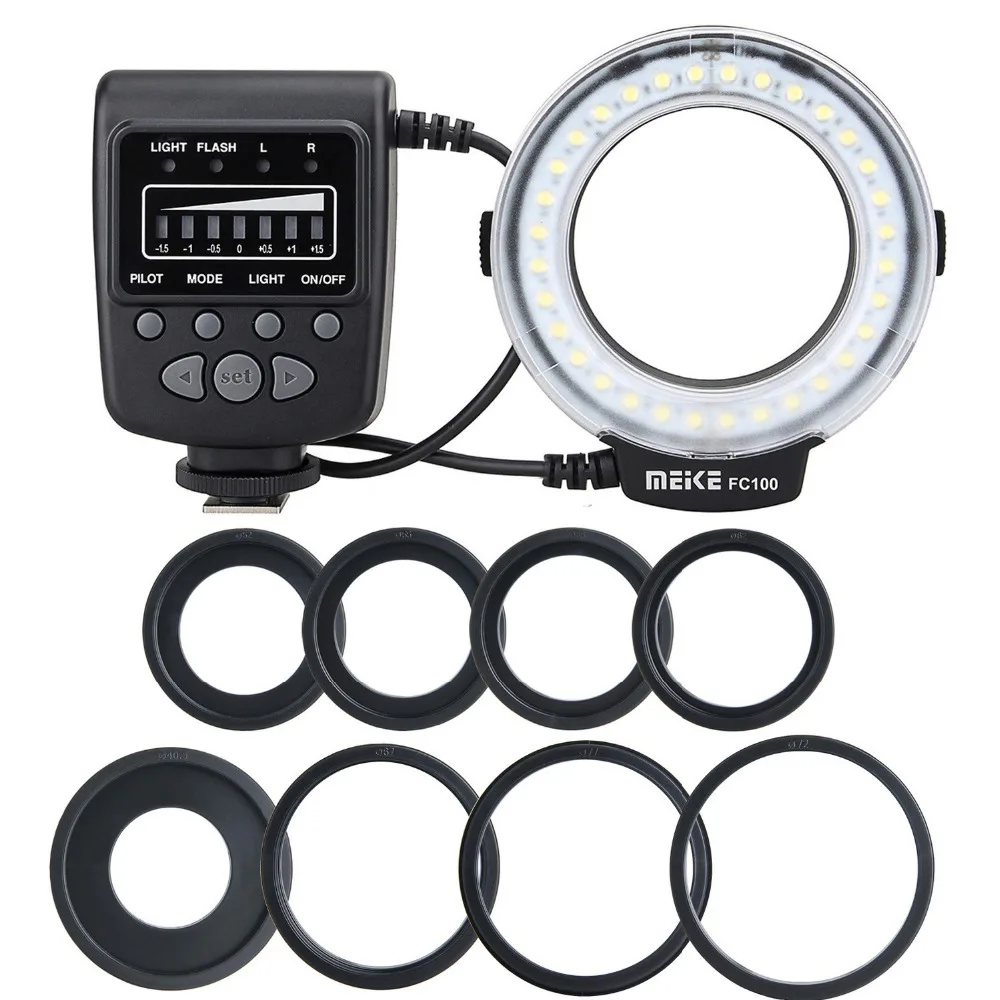 Meike Meke ES FC100 Macro Ring Flash Light Rings Flashes for Canon Nikon Sony Fujifilm Olympus