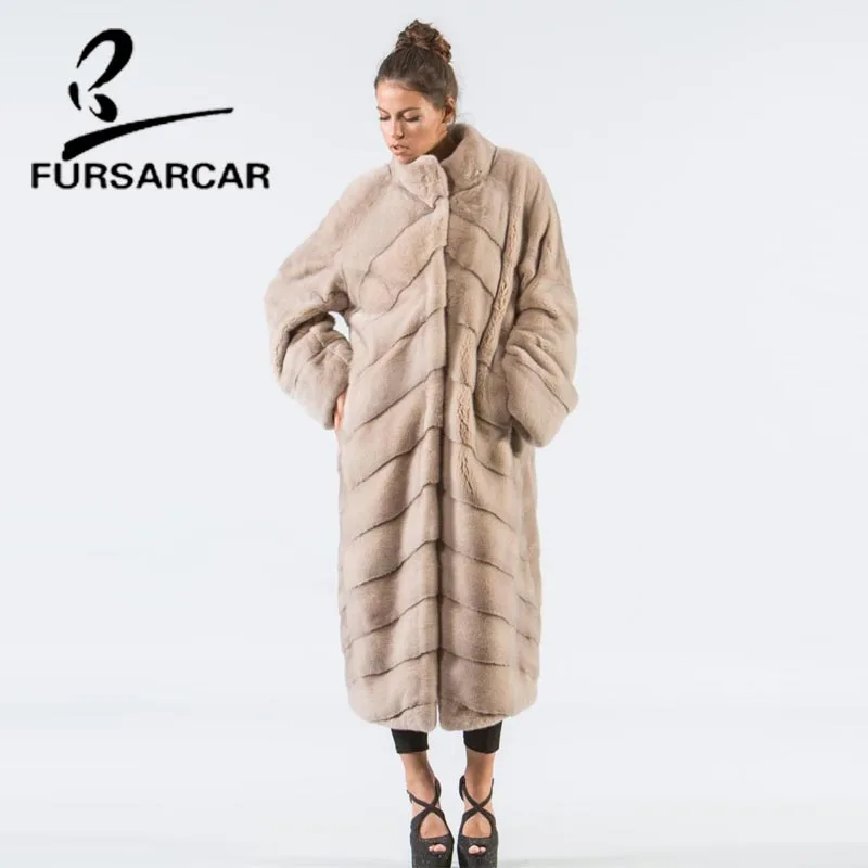 Новое поступление пальто FURSARCAR из натурального меха норки Женская длинная