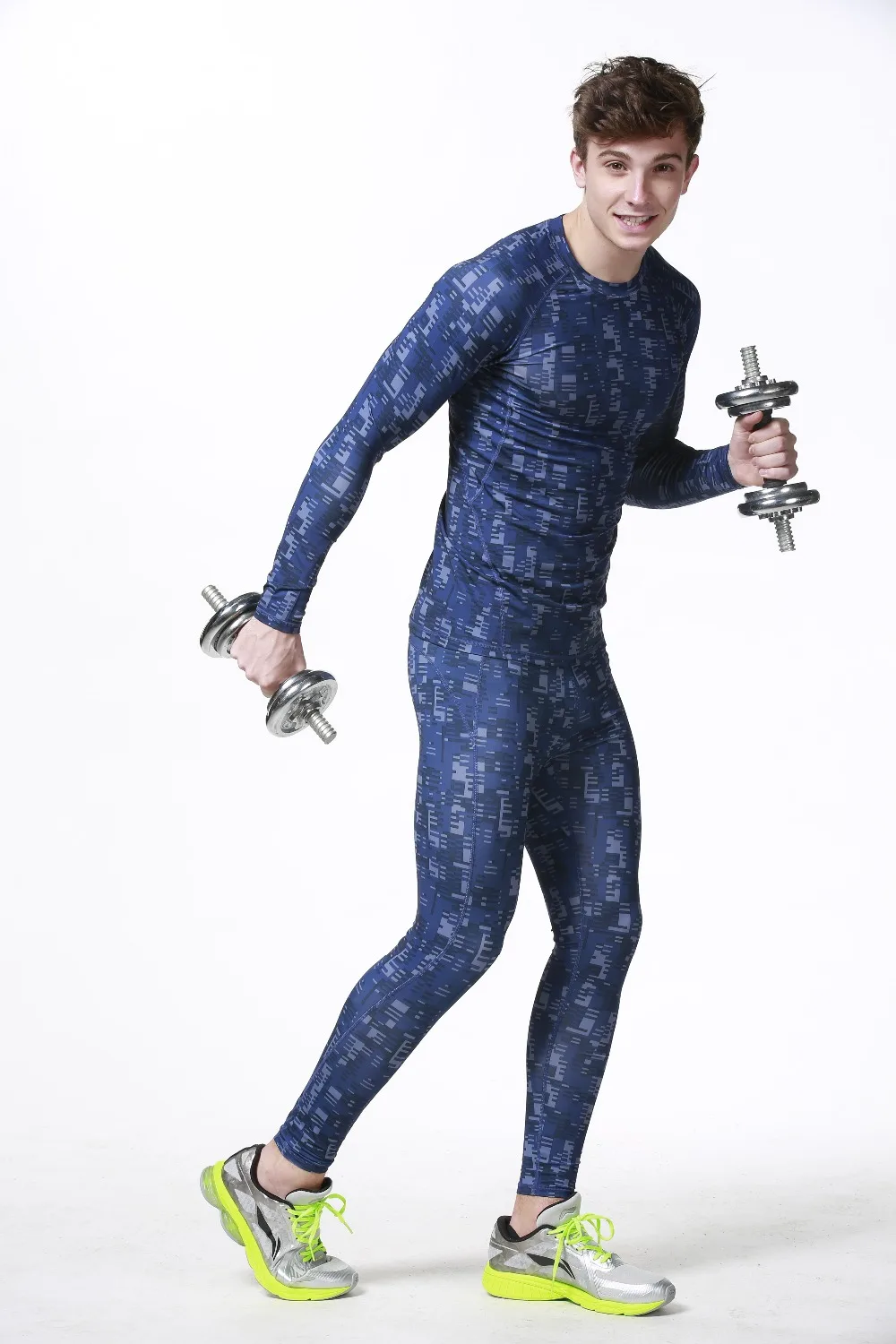 Newest fitness men long sleeve running sports sets men thermal muscle