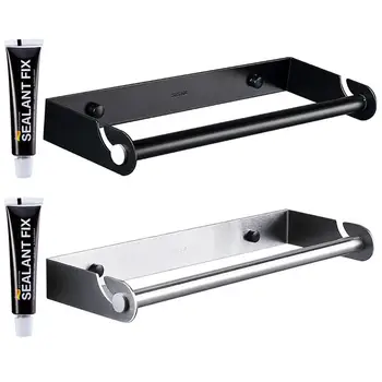 

Stainless Steel Toilet Paper Rack Wall Mounted Bathroom Towel Shelf Tissue Holder Punch-free Kitchen Roll Holder