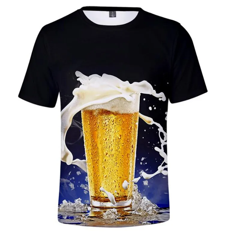 

2019 Novelty 3D t shirt Men Cans of beer Printed Hip Hop Crewneck short Sleeve Men/Women t-shirt tee tops Loose big yards