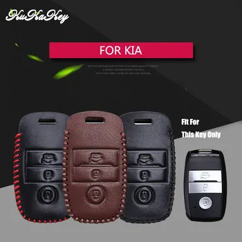 

Genuine Leather Car Smart Key Case Cover For Kia Ceed Cerato Optima Rio 3 K2 Soul Sportage 3 Buttons Key Shell Car Accessories