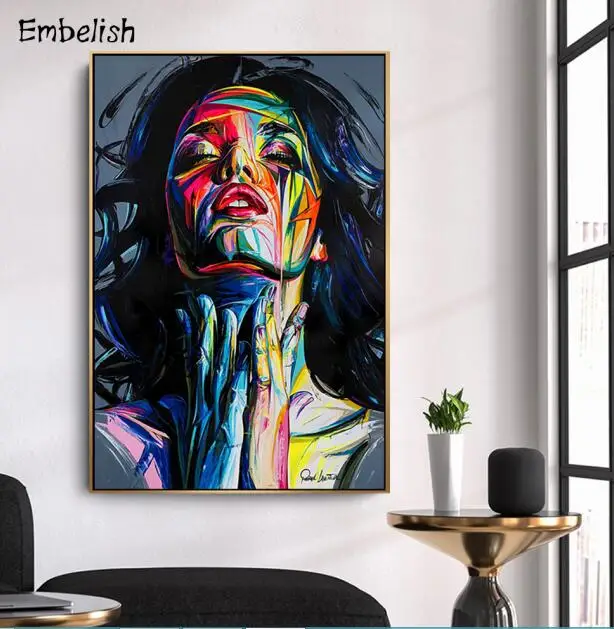 Embeish 1 шт. Франсуаза Nielly красочное лицо Горячая HD холст картины для гостиной современный домашний декор настенные художественные картины - Цвет: as picture