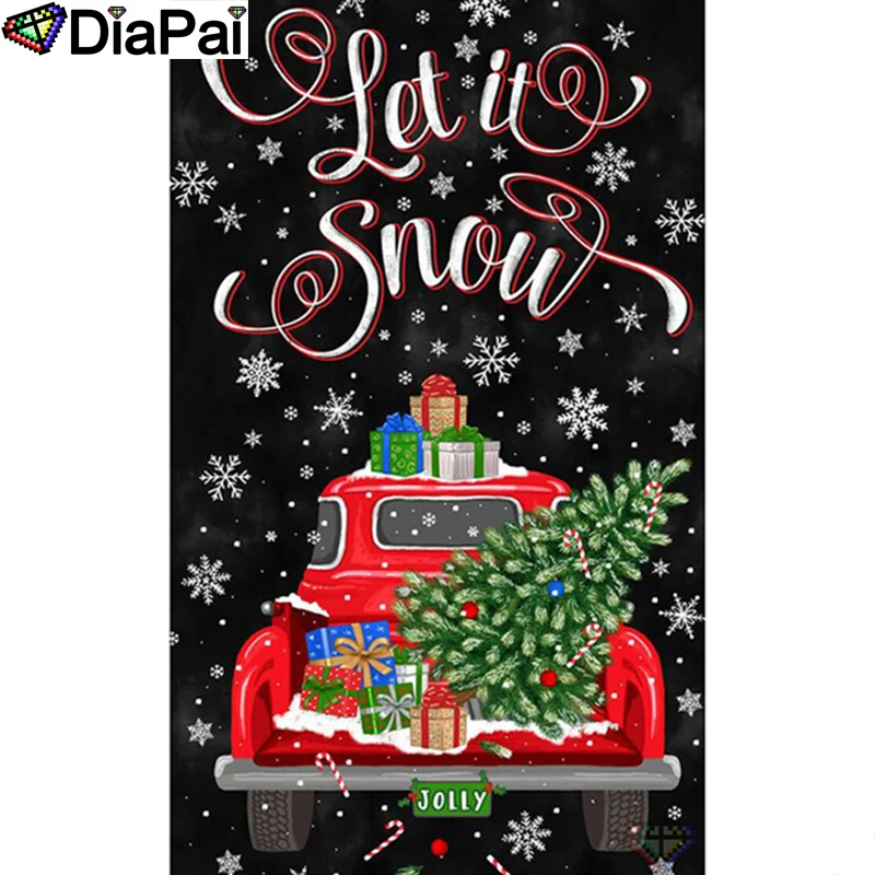 

DIAPAI Diamond Painting 5D DIY 100% Full Square/Round Drill "Christmas tree car" Diamond Embroidery Cross Stitch 3D Decor A24424